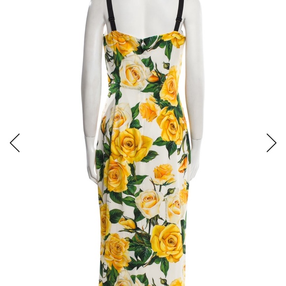 Dolce & Gabbana White Maxi Dress with Yellow Floral Print - Picture 4 of 9